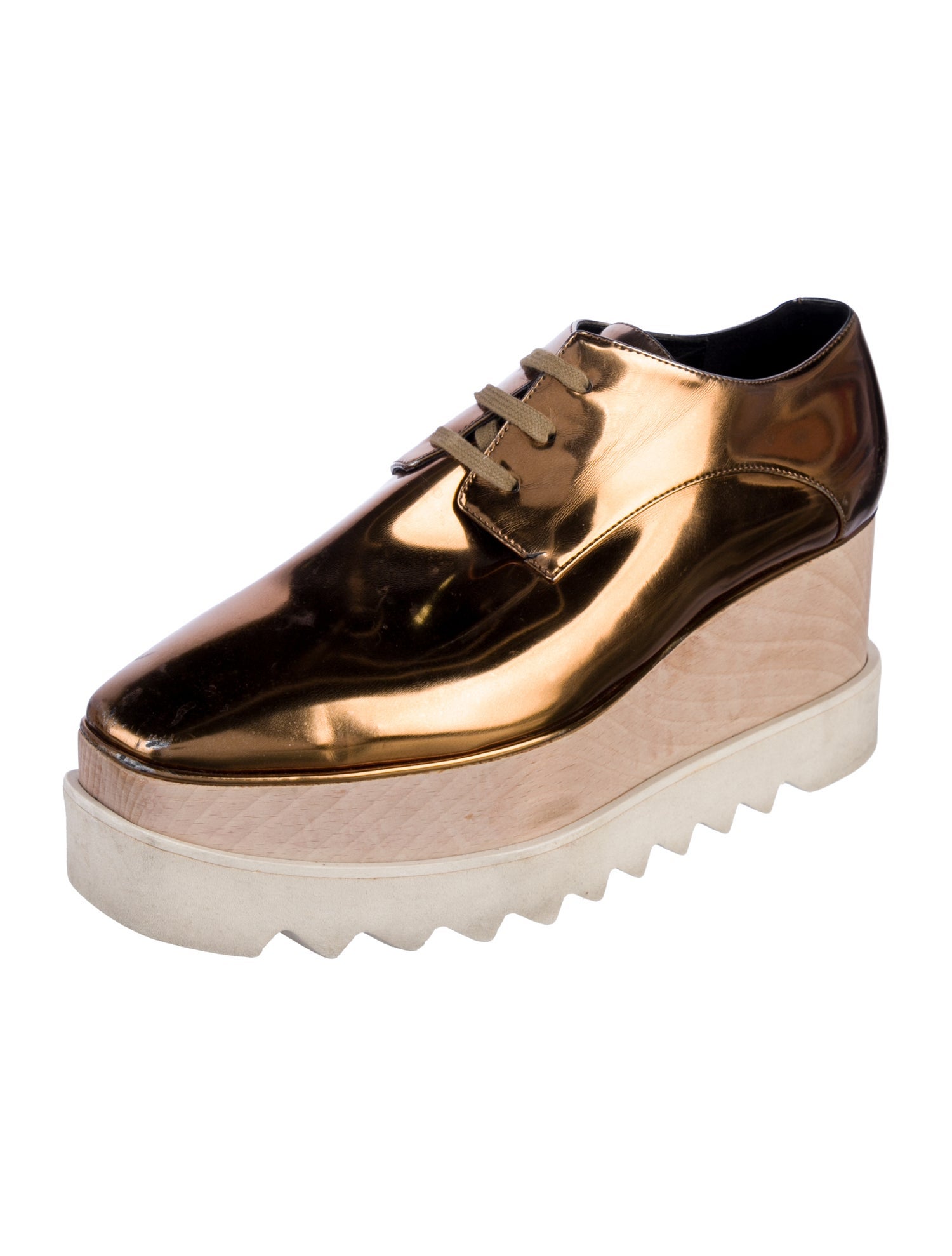 Stella McCartney Vegetarian Patent Leather Colorblock Pattern Oxfords