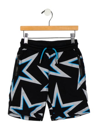Stella McCartney Boys' Black Jogger Shorts with Starr Graphic Print Throughout