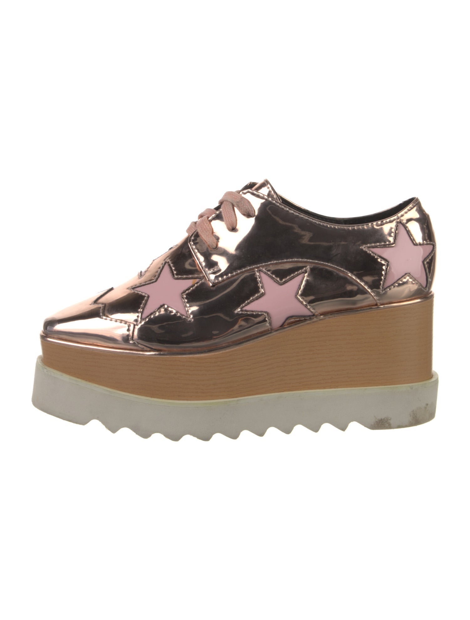 Stella McCartney Patent Leather Printed Wedge Sneakers