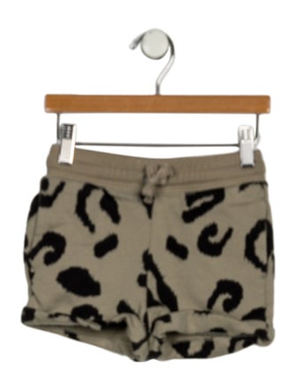 Stella McCartney Girl's Green Leopard Print Jogger shorts