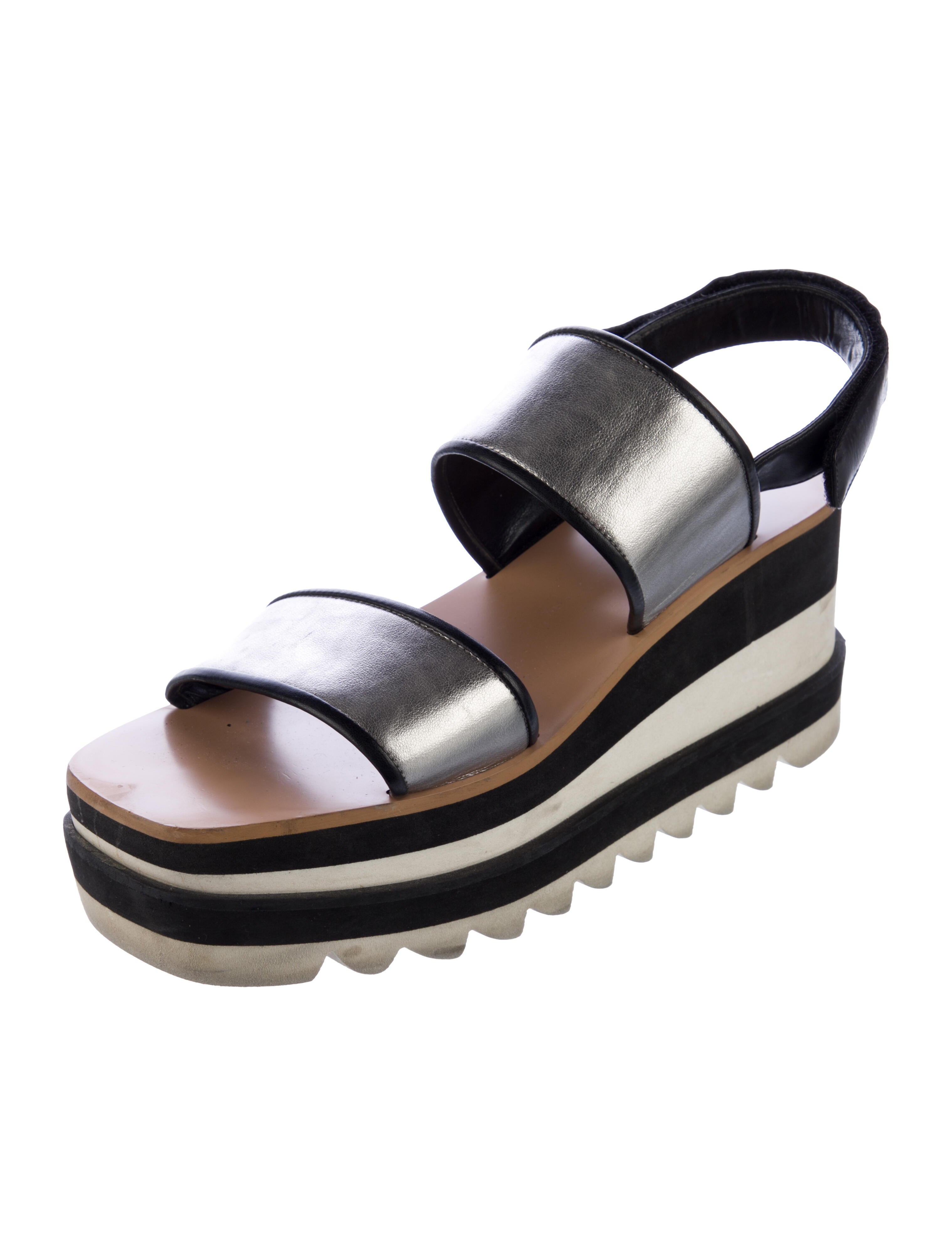 Stella McCartney Leather Colorblock Pattern Slingback Sandals