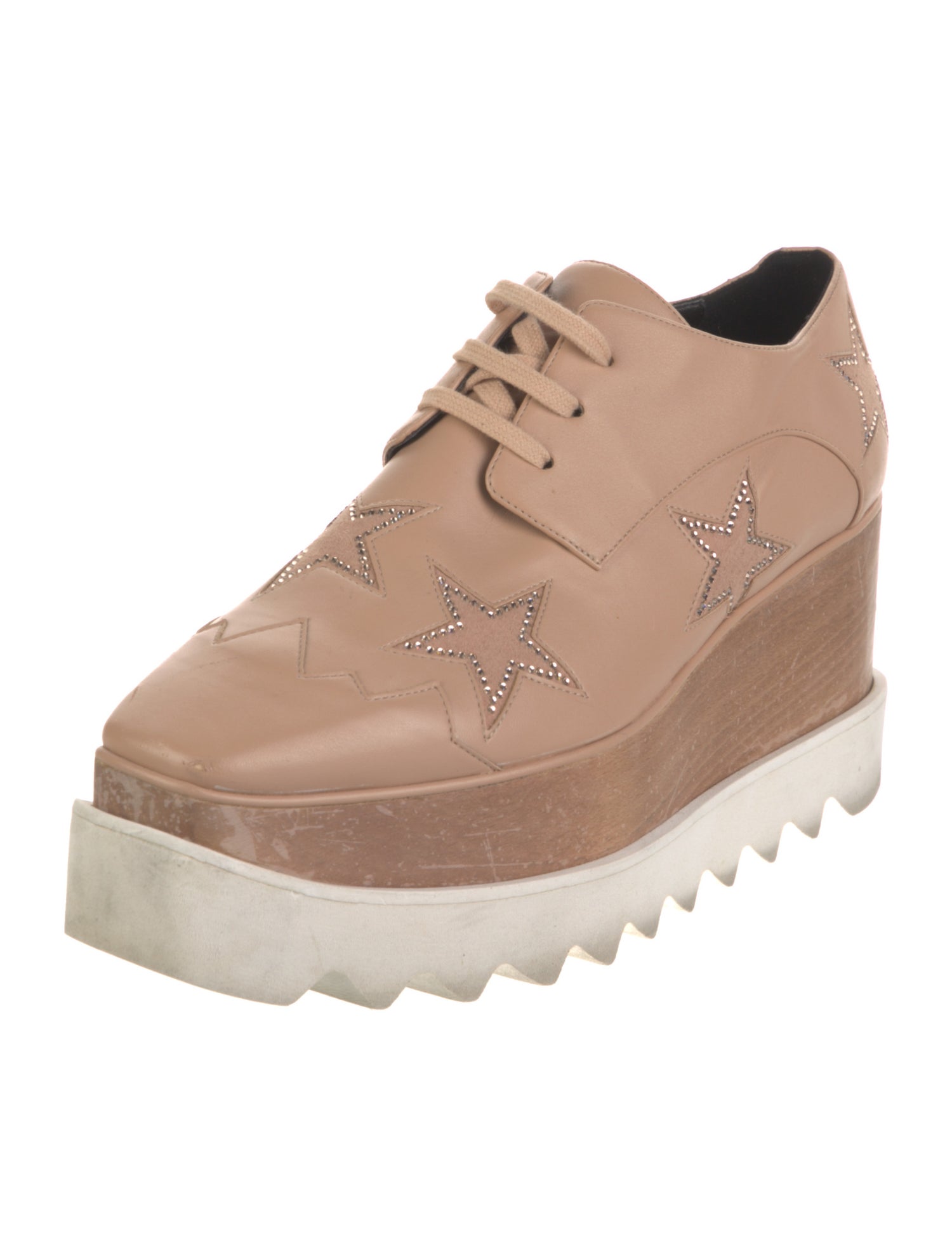 Stella McCartney Leather Crystal Embellishments Oxfords