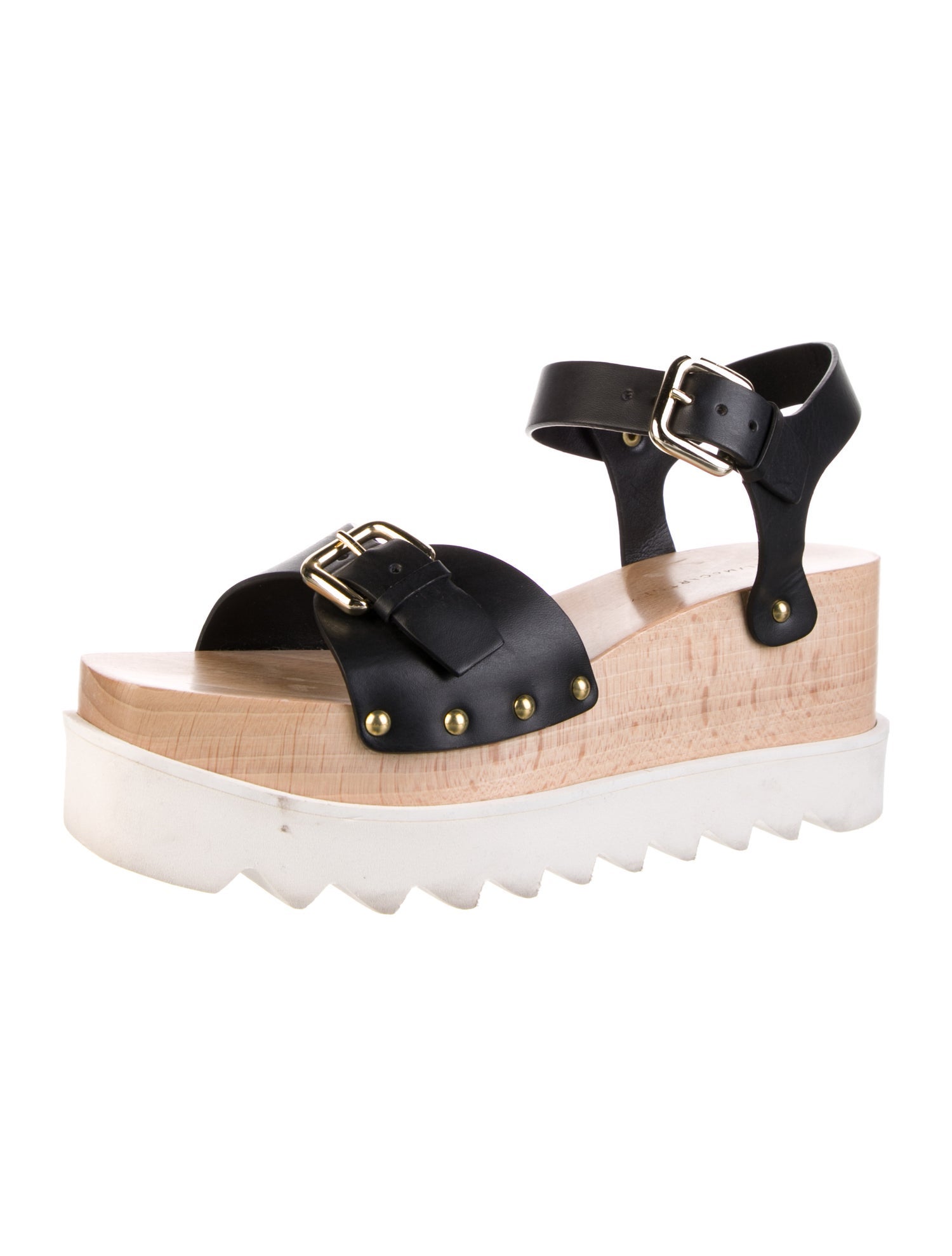Stella McCartney Vegan Leather Colorblock Pattern Sandals