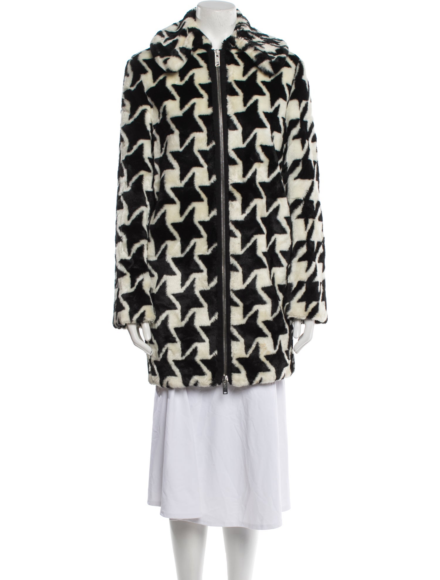 Stella McCartney Faux Fur Patterned Faux Fur Coat