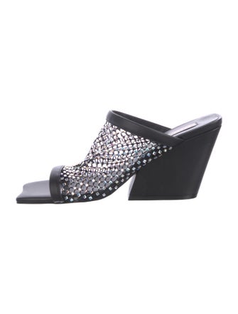 Stella McCartney Leather Crystal Embellishments Slides