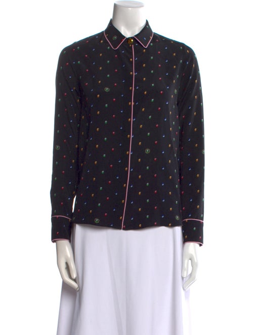 Stella McCartney Silk Polka Dot Print Button-Up Top