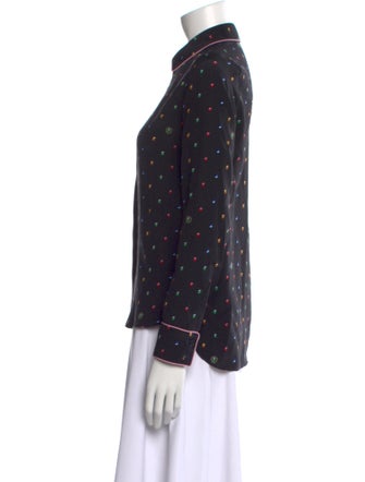 Stella McCartney Silk Polka Dot Print Button-Up Top
