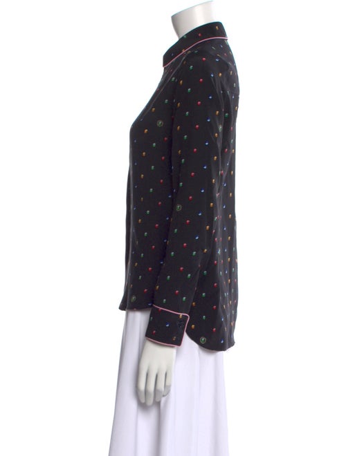 Stella McCartney Silk Polka Dot Print Button-Up Top