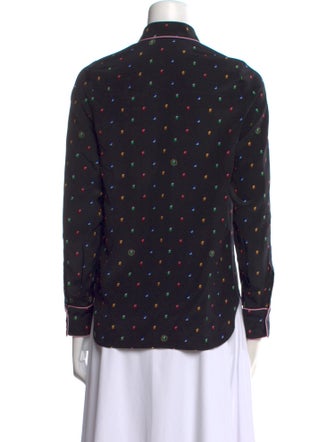 Stella McCartney Silk Polka Dot Print Button-Up Top
