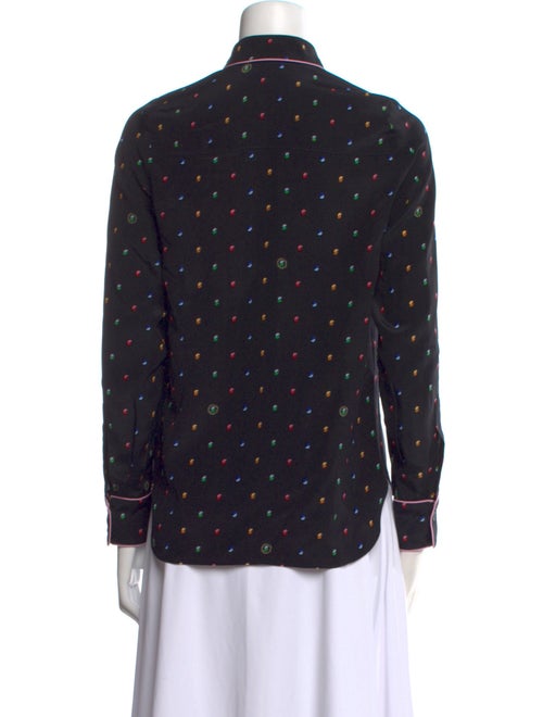 Stella McCartney Silk Polka Dot Print Button-Up Top