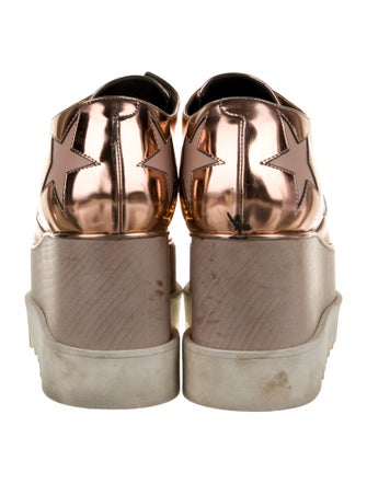 Stella McCartney Patent Leather Colorblock Pattern T-Strap Pumps