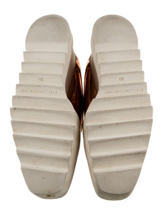 Stella McCartney Patent Leather Colorblock Pattern T-Strap Pumps