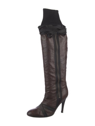 Stella McCartney Leather Colorblock Pattern Sock Boots