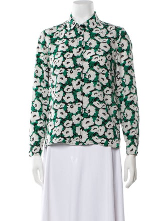 Stella McCartney Silk Floral Print Button-Up Top