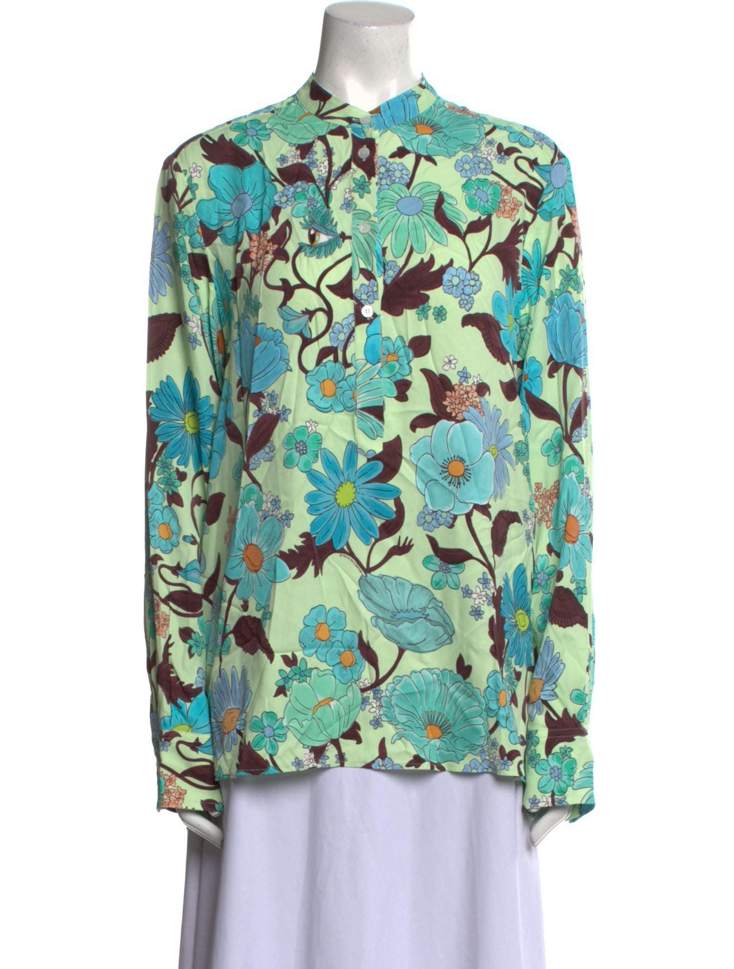 Stella McCartney Floral Print Long Sleeve Button-Up Top