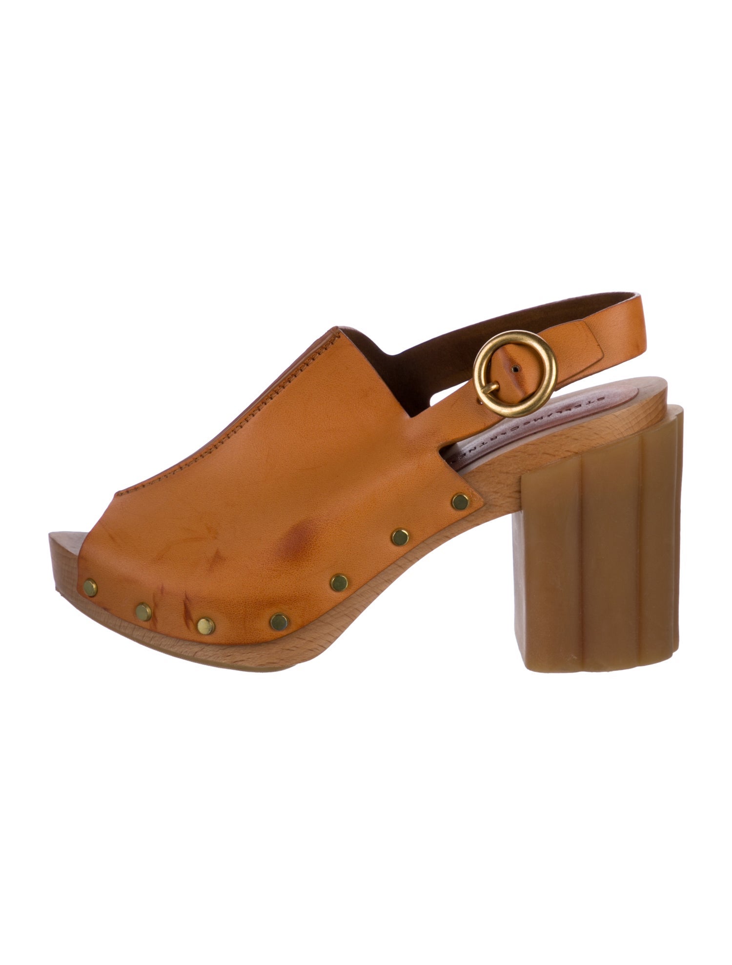 Stella McCartney Leather Studded Accents Slingback Sandals