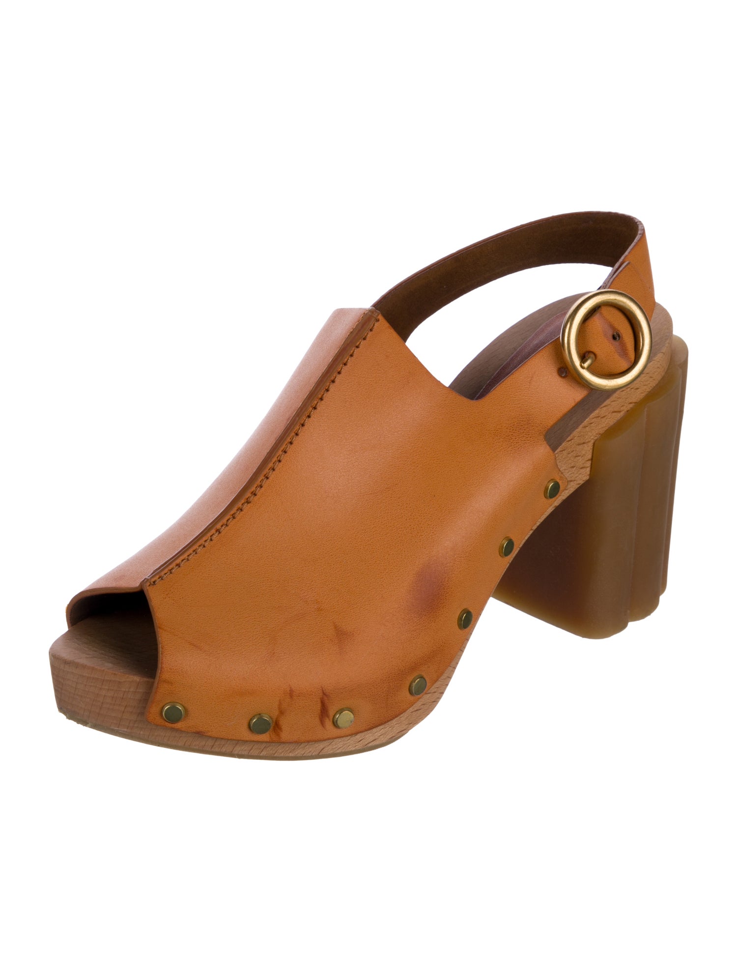 Stella McCartney Leather Studded Accents Slingback Sandals