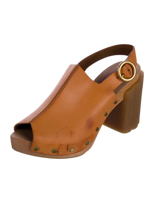 Stella McCartney Leather Studded Accents Slingback Sandals
