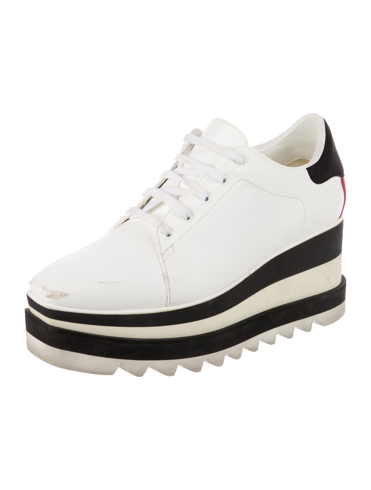 Stella McCartney Leather Colorblock Pattern Wedge Sneakers