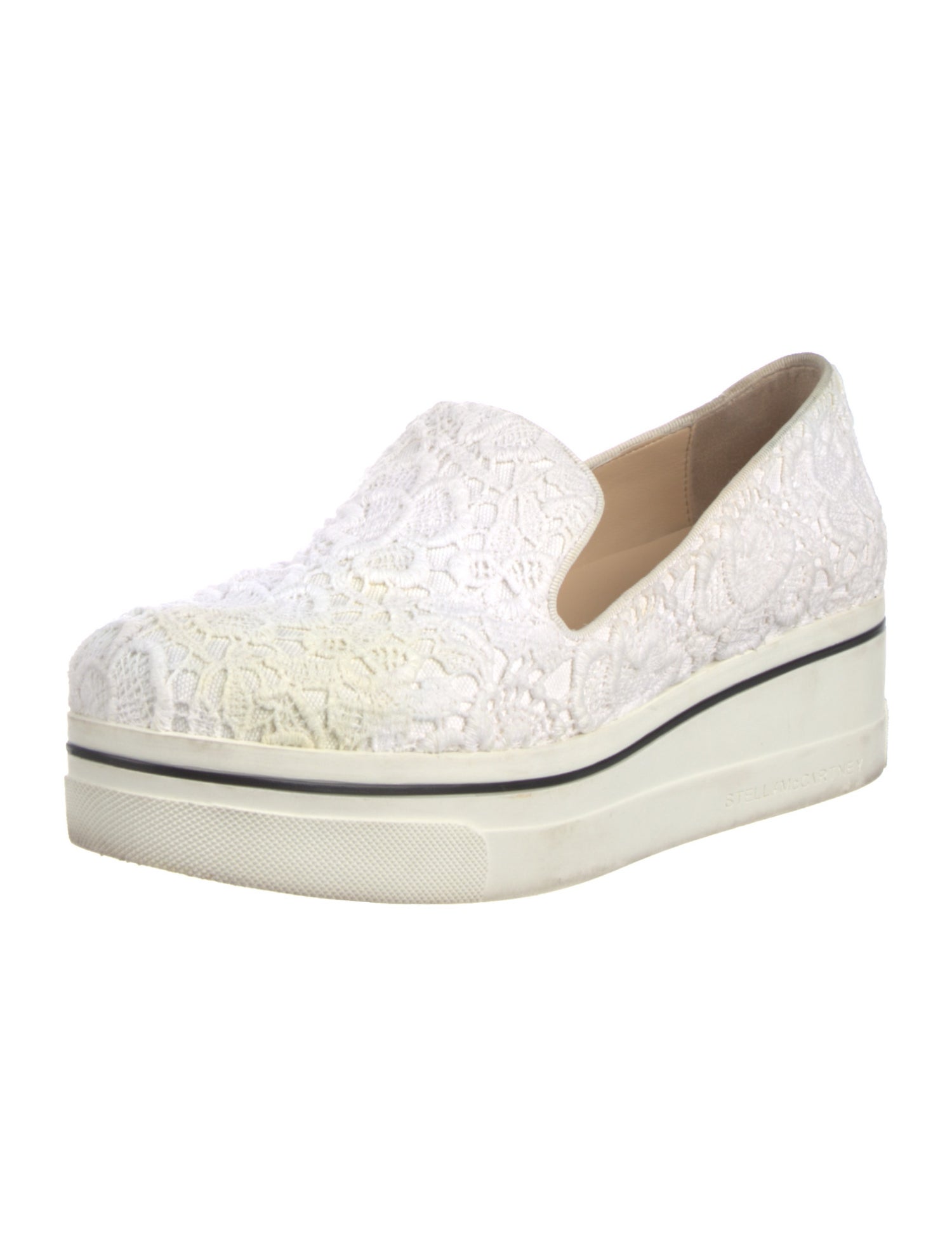 Stella McCartney Canvas Embroidered Accent Wedge Sneakers