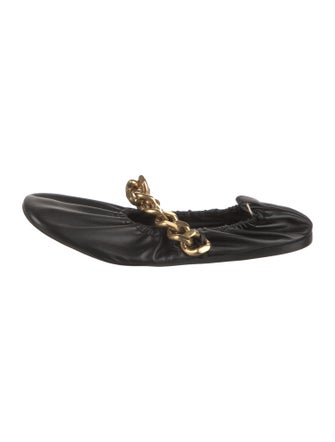 Stella McCartney Leather Chain-Link Accents Ballet Flats