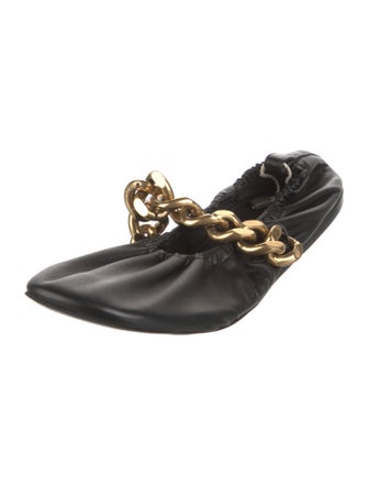 Stella McCartney Leather Chain-Link Accents Ballet Flats