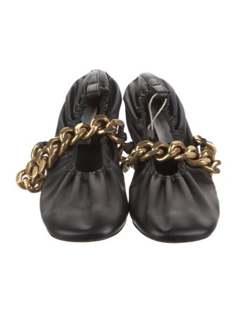 Stella McCartney Leather Chain-Link Accents Ballet Flats