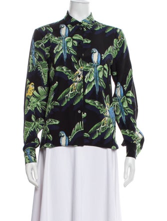 Stella McCartney Silk Floral Print Button-Up Top