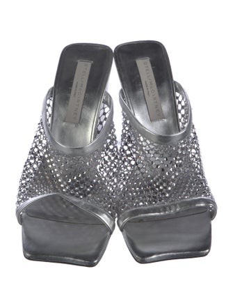 Stella McCartney Leather Crystal Embellishments Slides
