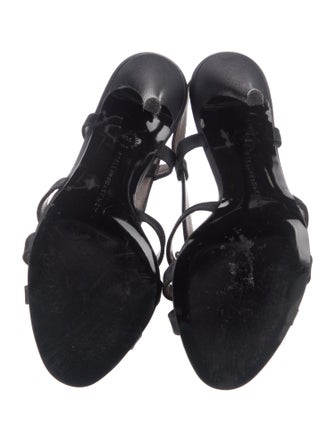 Stella McCartney Satin Floral Print T-Strap Sandals