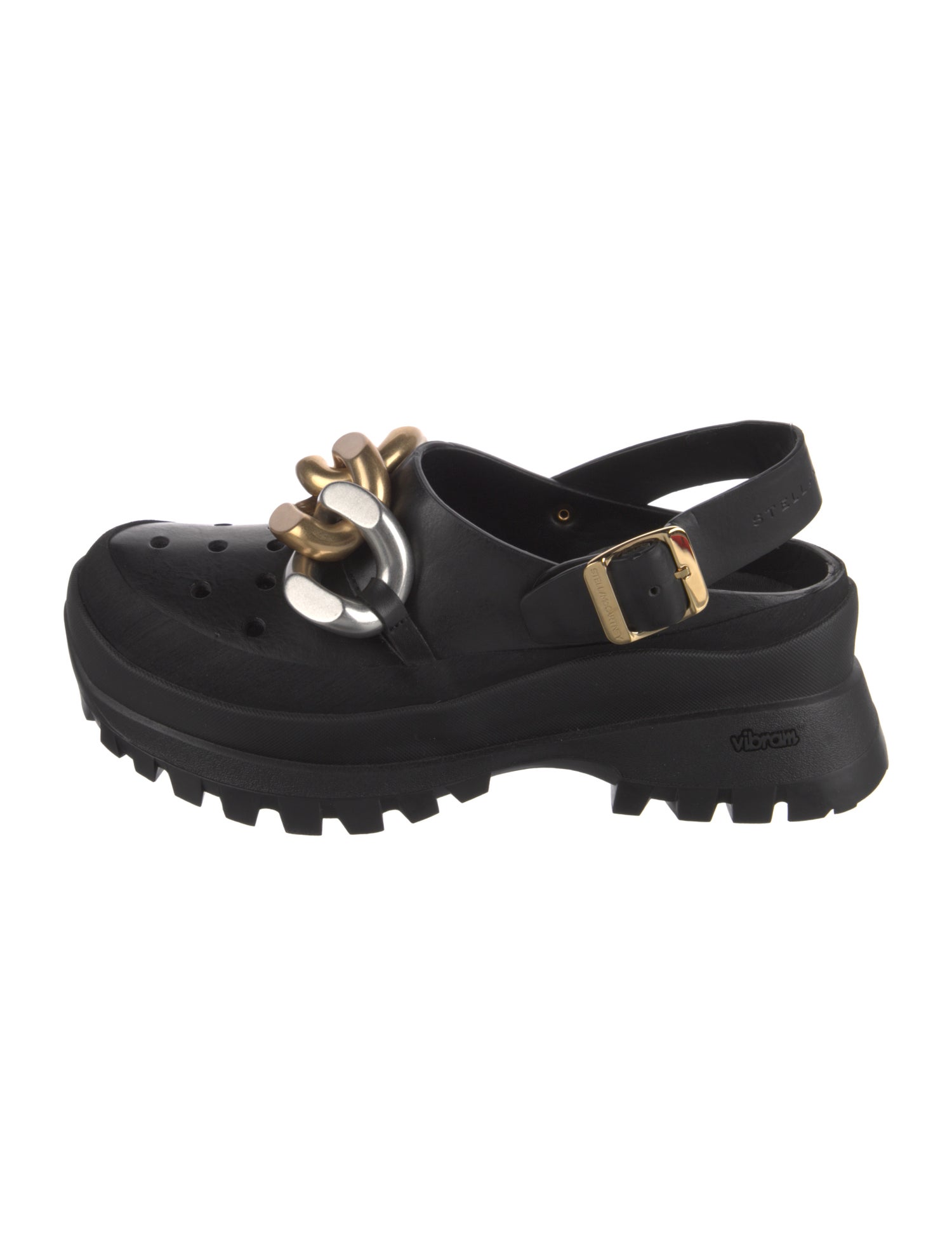 Stella McCartney Leather Chain-Link Accents Slingback Flats