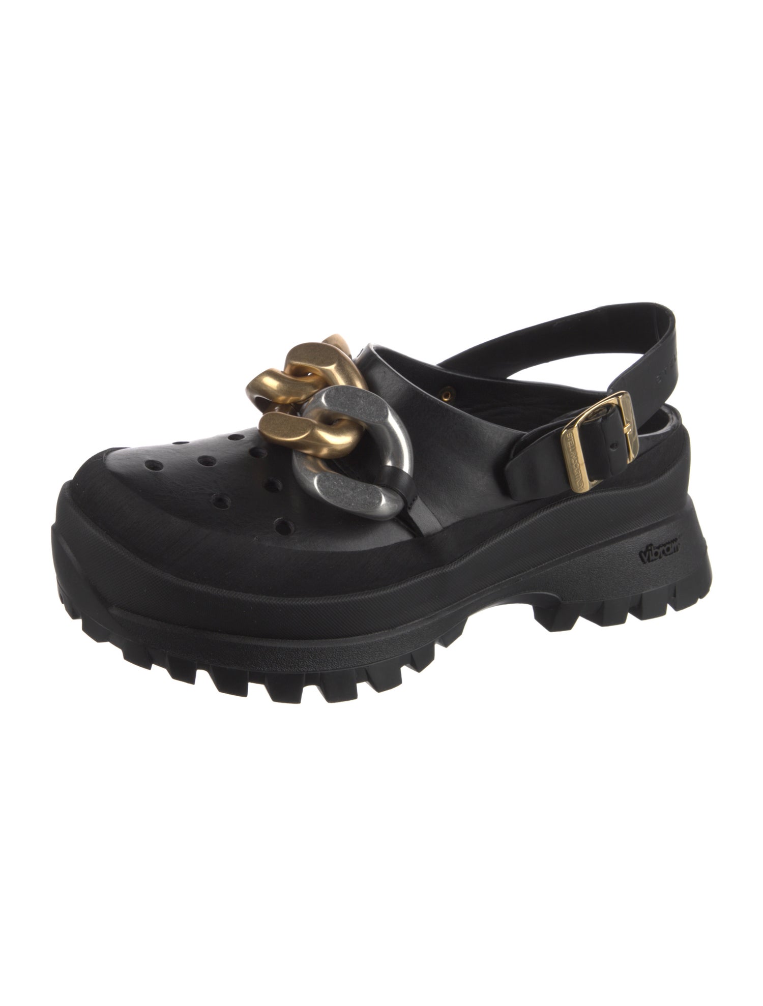 Stella McCartney Leather Chain-Link Accents Slingback Flats