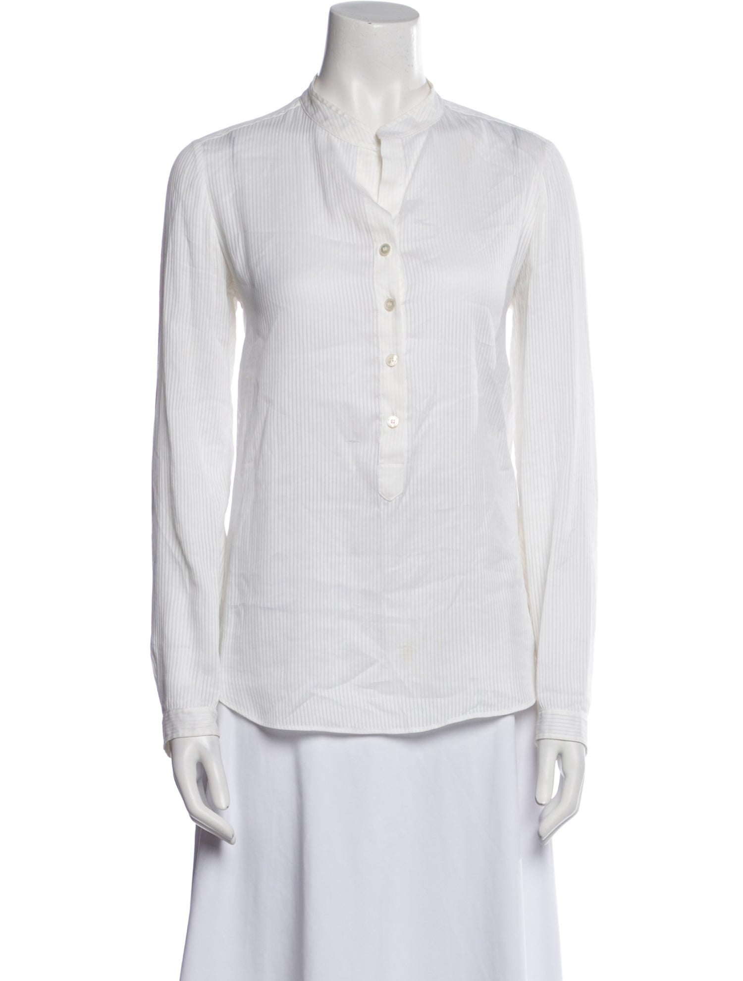 Stella McCartney Striped Mock Neck Button-Up Top