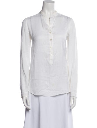 Stella McCartney Striped Mock Neck Button-Up Top