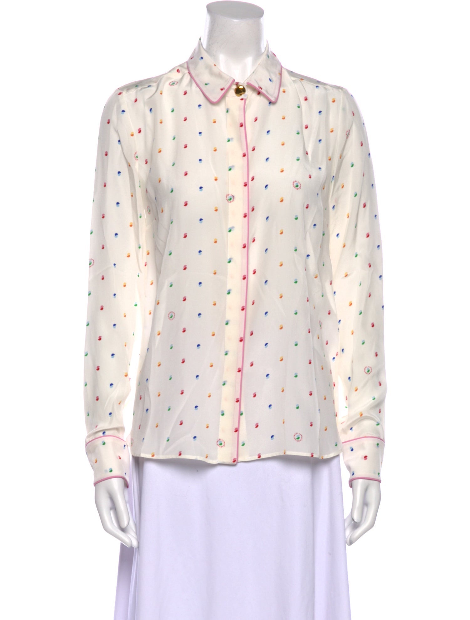 Stella McCartney Silk Tie-Dye Print Button-Up Top