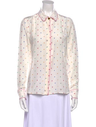 Stella McCartney Silk Tie-Dye Print Button-Up Top