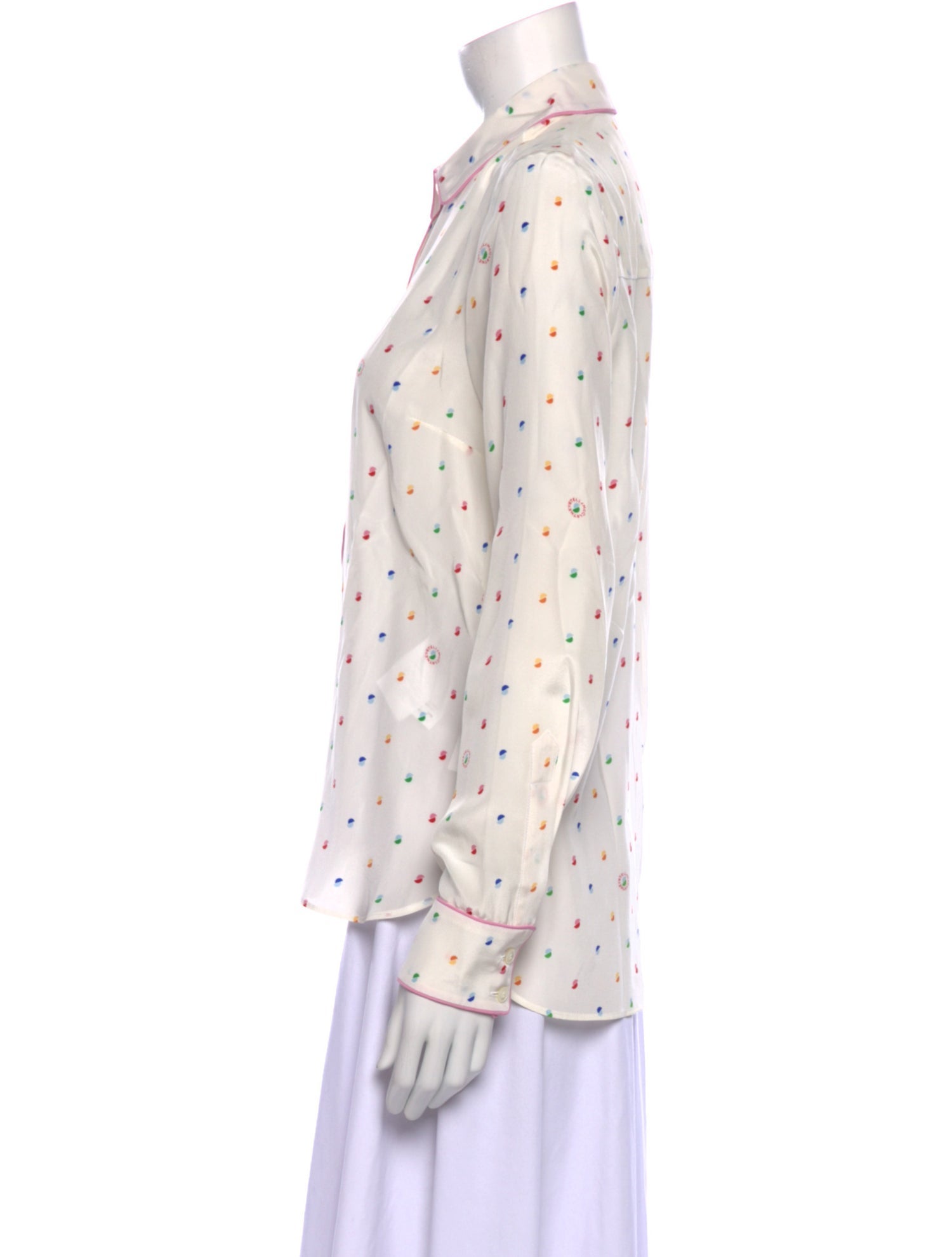 Stella McCartney Silk Tie-Dye Print Button-Up Top