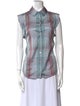 Stella McCartney Silk Plaid Print Button-Up Top