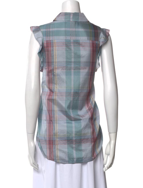 Stella McCartney Silk Plaid Print Button-Up Top