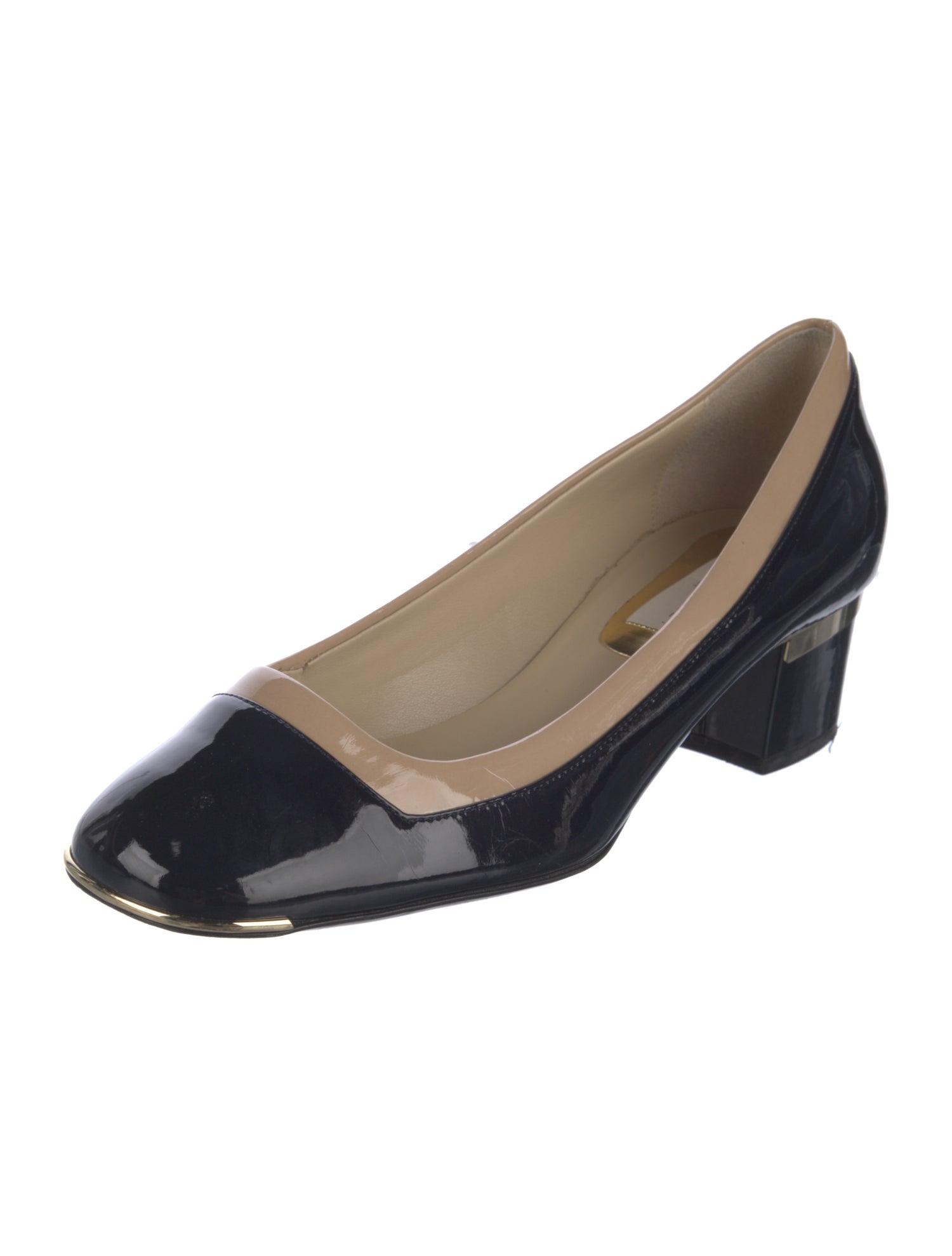 Stella McCartney Patent Leather Colorblock Pattern Pumps