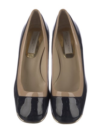 Stella McCartney Patent Leather Colorblock Pattern Pumps