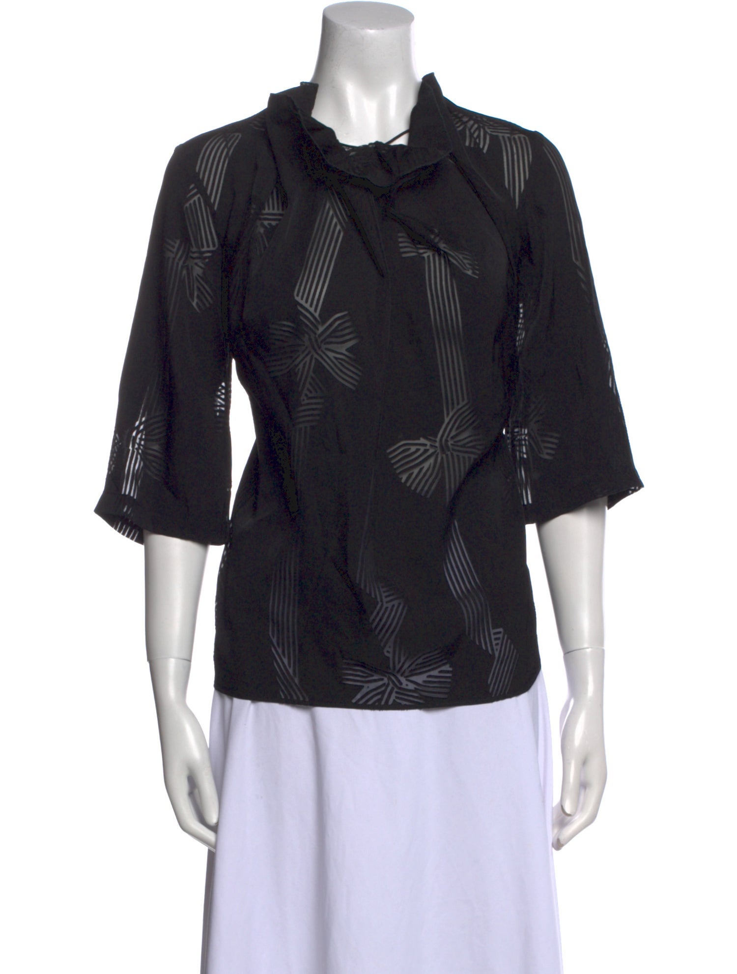 Stella McCartney Tie Neck Three-Quarter Sleeve Blouse