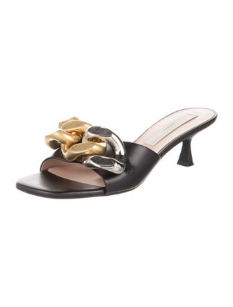 Stella McCartney Vegan Leather Chain-Link Accents Slides