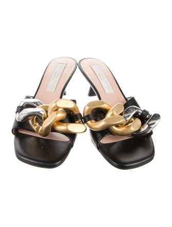 Stella McCartney Vegan Leather Chain-Link Accents Slides