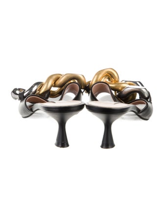 Stella McCartney Vegan Leather Chain-Link Accents Slides