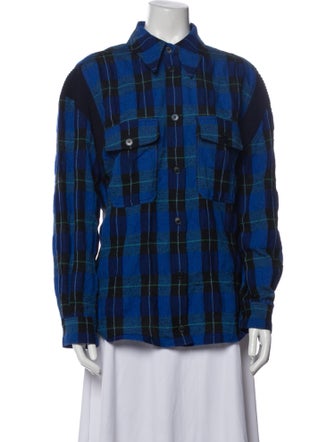 Stella McCartney Plaid Print Long Sleeve Button-Up Top