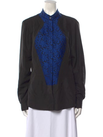 Stella McCartney Graphic Print Mock Neck Button-Up Top