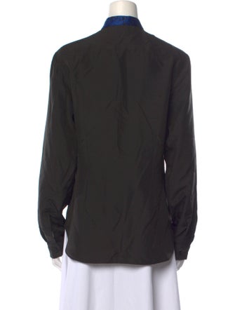 Stella McCartney Graphic Print Mock Neck Button-Up Top