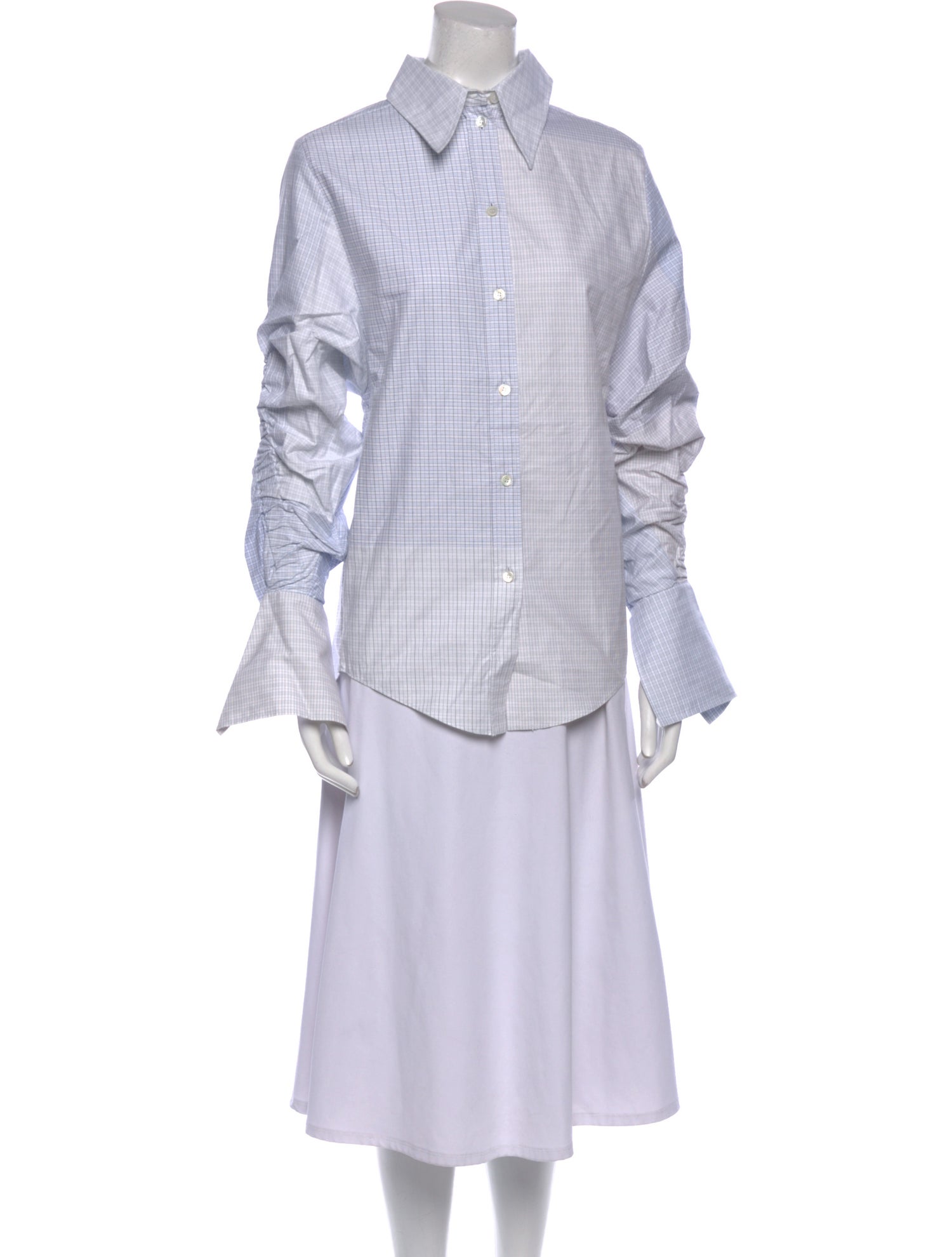 Stella McCartney Plaid Print Long Sleeve Button-Up Top