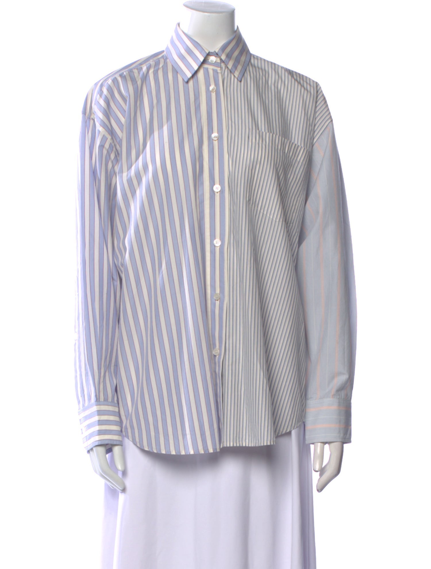 Stella McCartney Striped Long Sleeve Button-Up Top
